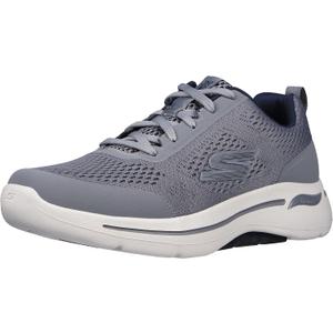 Skechers Men's Go Walk Arch Fit Engineered Mesh Lace Up Sneaker, Grey/ Navy, 10.5
