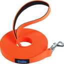 Vivifying Waterproof Long Dog Leash, 20ft Dog Training Leash for Outside, Durable PVC Long Line Lead with Padded Handle for Recall Training, Hiking, Swimming, Beach and Lake (Orange)