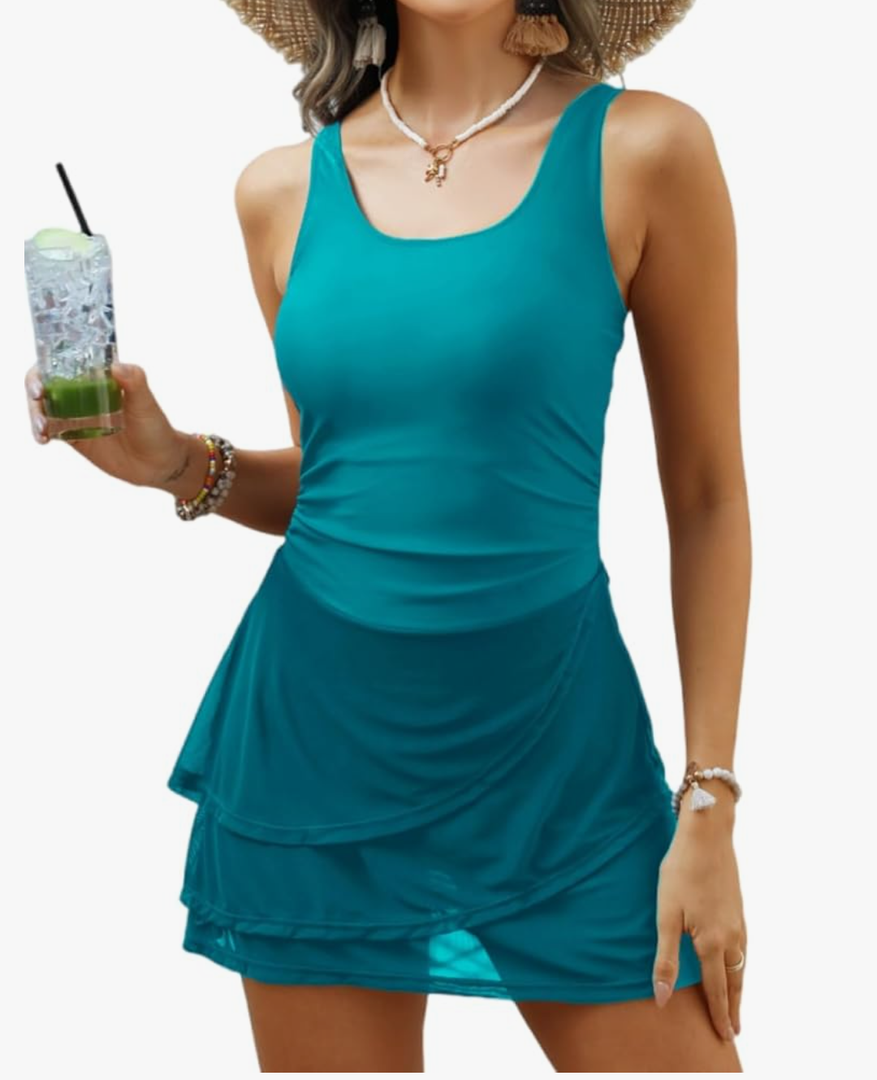 CiCiBird Women One Piece Tummy Control Swimsuit Modest Swim Dress Bathing Suit Skirt Swimwear XL