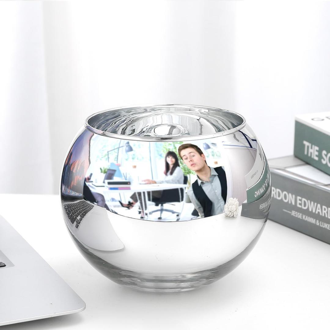 SNDEC Office Desk Accessories, 4.2'' Cubicle Mirror to See Behind You, Corner Monitor Mirror for Desk, Silver Aesthetic Cubicle Decor for Work, Cubicle Privacy Must Haves (Small)