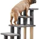 Pawque Dog Stairs for Small Dogs Old Cats, Pet Steps with High-Strength Boards and Plush Posts for High Beds Couch, Stable and Sturdy Pet Stairs, 4 Combination Options, 4 Steps-Grey