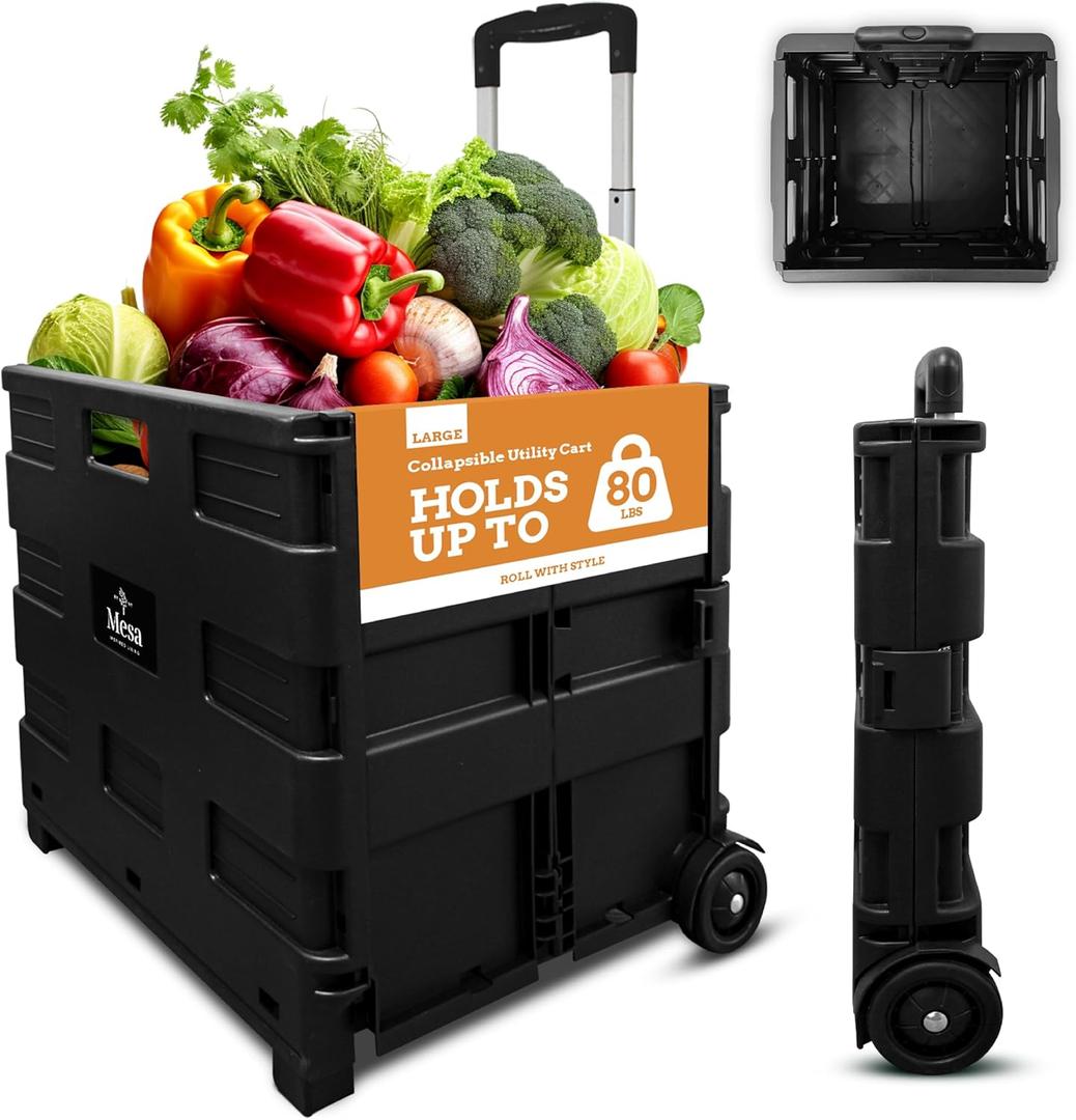 Inspired Living by Mesa Rolling Utility Carts, Large, Black
