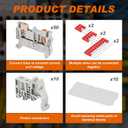 Din Rail Terminal Block ST2-2.5 Series, 24A 800V Pt Push-in Spring Screwless Wire Connector for 35mm Din Rail with Covers, End Stops and Jumpers(76 Pcs,ST2-2.5/1x1)