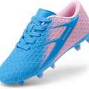 DREAM PAIRS Girl Toddler Boys Soccer Cleats, Pink/ Blue, 13 Little Kid