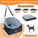 Vivifying Dog Car Seat for Small & Medium Dogs, Detachable & Washable Booster Seat for Pets Up to 30lbs, Travel Bed with Storage Pockets and Safety Belt  Gray&Black