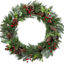 Green Christmas Wreath with Pine Cones, Berry Clusters & Abundant Branches - 24"(16' Frame) Winter Wreath Hanging Decor