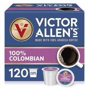 Victor Allen's Coffee 100% Colombian, Medium Roast, 120 Count, Single Serve Coffee Pods for Keurig K-Cup Brewers, Best Before: 05/15/2027