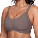 Vertvie Wireless Bras for Women No Underwire Supportive Mesh Crossover Bra Seamless Push Up Full Coverage Everyday Bralettes (X-Large, Grey)
