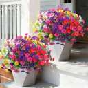 Ivydale 24 Bundles Artificial Flowers for Outdoors Spring Plants Outdoor Decor, Faux Silk Morning Glory Fake Flowers Bulk Petunias Realistic UV Resistant for Outside Porch Patio Window Garden Yard
