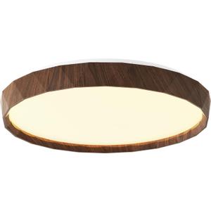 ANYLOVE 19 inch LED Flush Mount Ceiling Light Fixture,3000K 4000K 5000K Adjustable Ceiling Lights, Farmhouse Walnut Wood Grain Ceiling Light for Bedroom Hallway Bathroom Kitchen