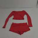 RUEWEY Womens Ribbed Knit Pajama Sets Long Sleeve Top and Shorts Matching Lounge Set PJ Set 2 Piece Outfits, Small