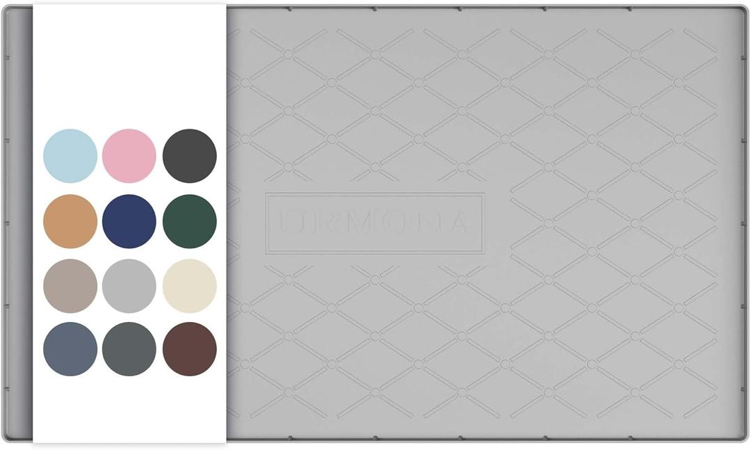 URMONA Under Sink Mat for Kitchen Waterproof, 34" x 22" Silicone Under Sink Mat for Shelf Liner Organizer, Cabinet Sink Protector Under Sink Liner for Bottom Kitchen, Bathroom(Light Grey)