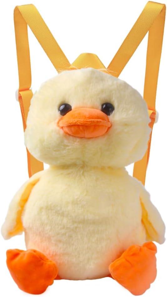 Ximimark 1 pc Cute Mini Little Yellow Duck Design Backpack, Chain Adjustable Strap Cartoon Fluffy Novelty Bag