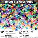 17000Pcs 4mm Rainbow Jelly Colorful Rhinestones Gems Bedazzling Bedazze Kit, Gemstones Jewels Flatback Crystal Diamond SS16 Resin Bedazzler for Crafts Clothes Crafting Book, Bedazzled Bling B7000 Glue