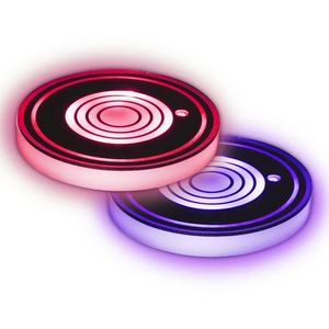 Electronic Necessities Multicolor LED Cup Holder Light, 2- Pack, 7 Color-Changing, Universal Car Compatibility, Automatic Night Switch, Smart Sensor, Micro-USB Cable for Recharging, 15 Day Charge