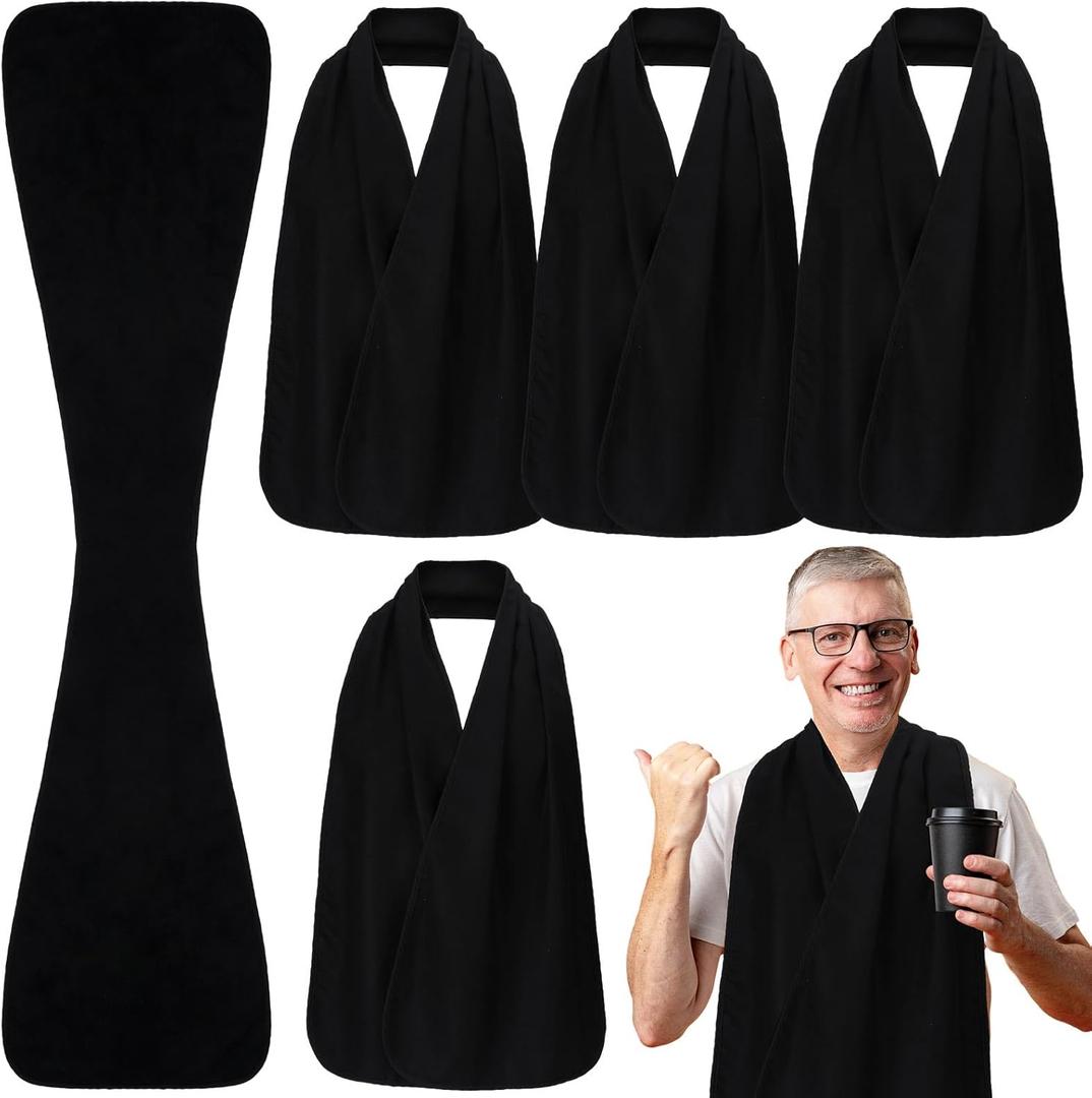 6 Pcs Adult Bibs Scarf for Eating Dignity Dining Protectors Scarf Bibs for Elderly Senior Citizens Washable (Black)