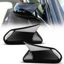 Glossy Black Mirror Covers Fit for Toyota Camry 2018-2025 Ox Horn Design, Driver & Passenger Side Rearview Cap Replacement (1 Pair)