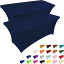 IVAPUPU 2 Pack 6FT Table Cloth for Rectangular Fitted Events Stretch Jean Blue Table Covers Washable Spandex Tablecloth Protector for Party, Wedding, Cocktail, Banquet, Festival