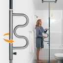 Stander Wonder Pole Plus with Rotating Double Grab Bar, Tension Mounted Security Pole for Seniors & Elderly Adults, No-Drill Floor to Ceiling Transfer Pole for Home & Bath Safety, Graphite, Supports 300 pounds