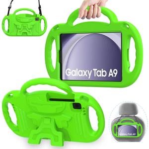 AVAWO Kids Case for Samsung Galaxy Tab A7 Lite 8.7 Inch 2021, Shockproof Lightweight Handle Stand with Strap, Protective EVA Foam Rubber Material, Green
