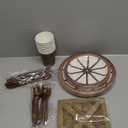 Western Party Decorations - 144Pcs Wagon Wheel Plates and Napkins Brown Wild West Themed Tableware for Country Cowboy Party Supplies