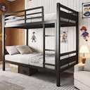 GalnFu Metal Bunk Bed Twin Over Twin, Heavy Duty Steel Frame with Full-Length Guardrail, Space-Saving Design with Under-Bed Storage, No Box Spring Needed, Noise-Free, Easy Assembly, Black