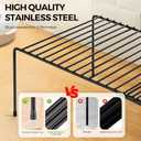Ravinte 2 Pack Freezer Shelf Organizer, Expandable Cabinet Storage Shelf with Rustproof Metal Wire, Adjustable Kitchen Cabinet Organizer Spice Rack for Frige, Pantry, Cupboard, Countertop - Black