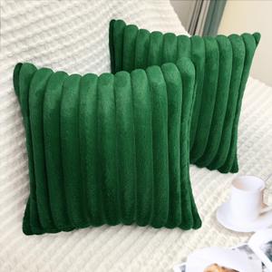 2 Pack Pillow Covers, 20x20 Faux Fur Square Throw Pillow Covers for Living Room Decorations Throw Pillow Case, Throw Pillow Cover Cushion Cover for Home Sofa Bedroom Car, Dark Green