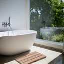 Teak Shower Mat, (24"x17") Wood Bath Mat for Bathroom, Heavy Outdoor Non-Slip Wooden Floor Mats for Spa or Sauna