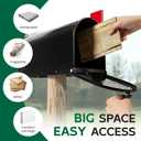 BlissBoard Mailboxes for Outside, Galvanized Steel Medium Black Metal Mailbox, 20 x 8.7 x 6.7 Inches
