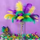 Natural Ostrich Feather Making Kit Casino Theme Ostrich Plume for Las Vegas Party Decoration Wedding Centerpieces Decor Floral Arrangement Vase (30 Pcs,Yellow, Green, Purple,12-14 Inch)