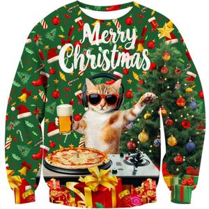 RAISEVERN Ugly Christmas Sweatshirts for Men Women Funny Pullover Sweaters for Xmas Holiday (L)