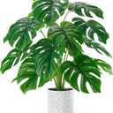 Der Rose Artificial Plants Indoor Large 28'' Fake Monstera Faux Potted Plants Indoor Tall for Home Farmhouse Bedroom Living Room Decor