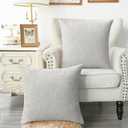 CaliTime Throw Pillow Covers Pack of 2 Soft Solid Dyed Cross Chenille Cushion Cases for Couch Sofa Home Decoration 18 X 18 Inches Light Grey