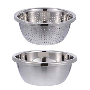 Dinnerware Sets Vegetable Strainer Bowl 2Pcs Stainless Steel Drain Basin Basket Vegetable Fruits Washing Bowl Strainer Basket