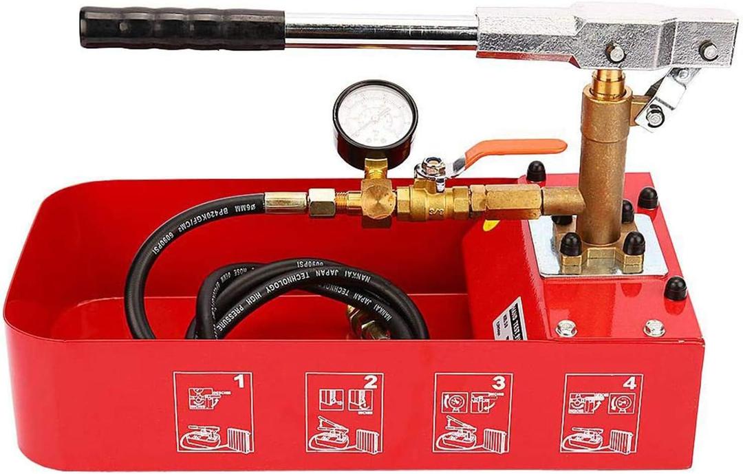 IRONWALLS Hydrostatic Pressure Tester, Manual Water Pressure Test Pump, 5Mpa Leakage Tester with Gauge & 2 Gallon Tank
