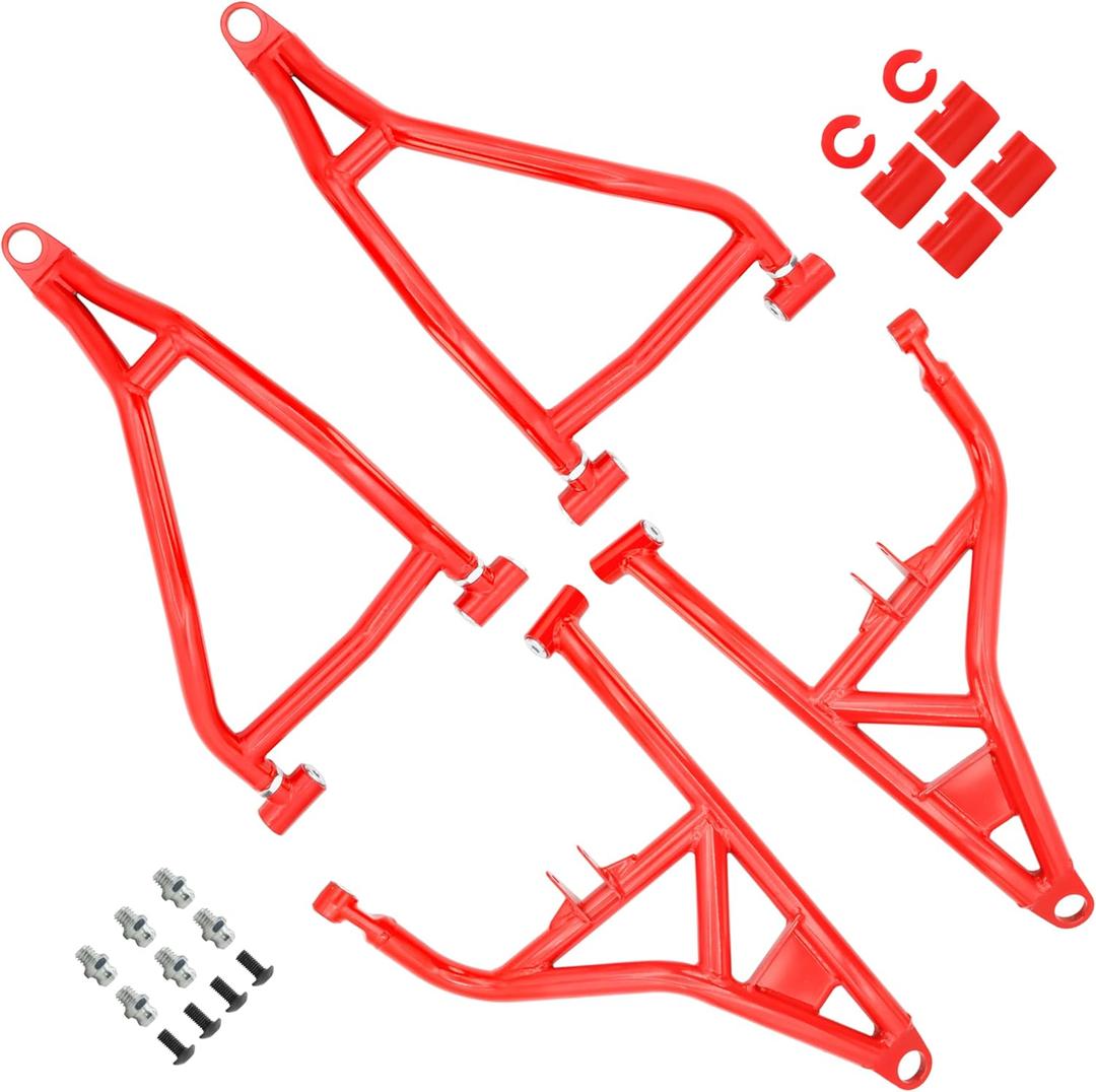 High Clearance Front Upper & Lower A Arms Kit for 2014-2023 Polaris RZR XP 1000/ XP4 1000, Heavy Duty High Clearance Forward Offset Front A-Arms, Red