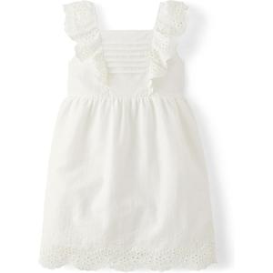 Gymboree Girls' and Toddler Flutter Sleeve Dresses (7, Simply White)