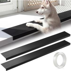 Wesiti 2 Pack Window Sill Protector, 36 x 4 x 1.2 Inch L Shaped Aluminum Alloy Non Slip Guard, Black Pet Anti Scracting Window Sill Cover with Double Sided Tape for Furniture Edge Protection