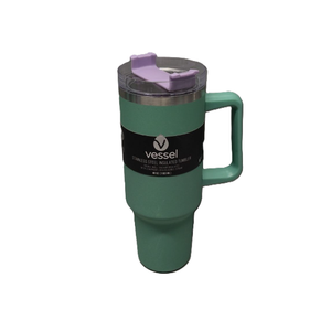 FF VESSEL SS TUMBLER W/ HANDLE 40 OZ GRN
