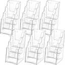 MaxGear Acrylic Brochure Holder, 4 Inch Wide 4 Tier Clear Literature Display Stand, Premium Plastic Pamphlet Holder, Multi-Pocket Wall Mount or Countertop Organizer for Office or Home, 6 Pack