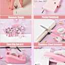LXEVIHK 21Pcs Pink Desk Organizers and Accessories With Mesh Desk Organizer and 360Rotating Pen Holder and a Lot of Office Pink Office Supplies Beautifully Presented in a Gift Box