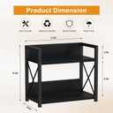 Giikin Kitchen Counter Shelf, 2 Tier Kitchen Spice Rack Organizer for Countertop, Wood Coffee Bar Organizer for Home (Black, S)