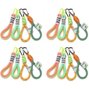 PHAETON 16PCS Multicolor Braided Rope Keychain with Carabiner, 7.67'' Long, 210g for Backpack, Keychain