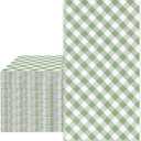 Whaline Sage Green Guest Paper Napkins Diagonal Plaid 3 Ply Disposable Napkins Checked Dinner Hand Napkin Towel for Wedding Birthday Party Supplies Table Decor, 80Pcs