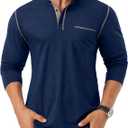 Sailwind Men's Henley Shirts Long Sleeve Button T-Shirt Casual Stylish Cotton Pullover Shirt with Pocket (L)