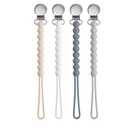 Pacifier Clip for Boys Girls - MORIBOX 4 Pack Paci Clip Soothie Baby Binky Holder for Shower Gift Birthday (Beige+White+Dgrey+Lgrey)
