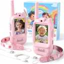 Video Walkie Talkies for Kids 2 Pack Rechargeable, HD Camera Real-Time Video Chat, Voice Changer 2 Way Radio Toys, Long Range Safe Portable for Outdoor Camping Play, Best Birthday for Boys Girls (Pink)