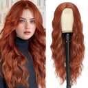 Cosplay Long Auburn Wig 28 Inch Middle Part Synthetic Wig Realistic Gifts Party Wigs for Women Daily Use Colorful Wigs (Auburn)