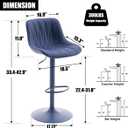 Kidol & Shellder Bar Stools Set of 2 Adjustable Swivel Counter Height Barstools Modern Upholstered PU Leather Bar Chairs Stools for Kitchen Island Blue